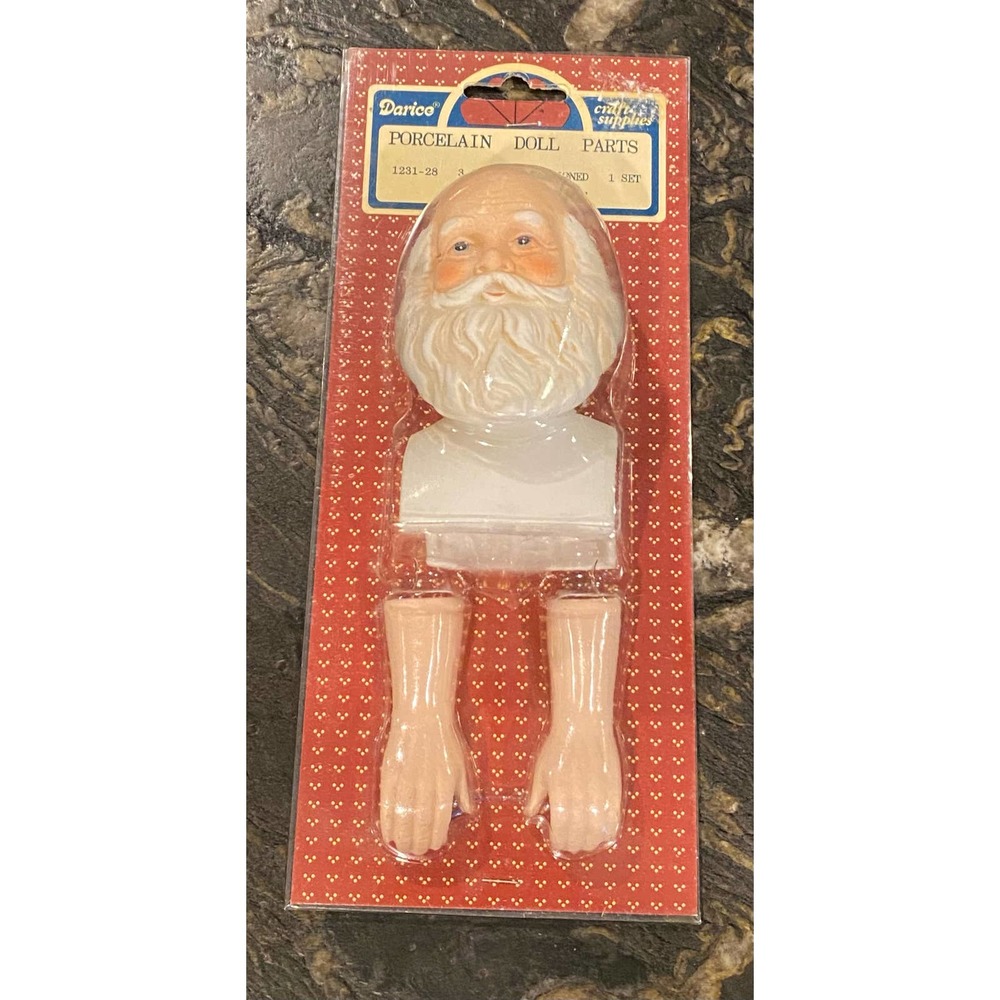Vintage Darice Porcelain Old Fashioned Santa Head & hands